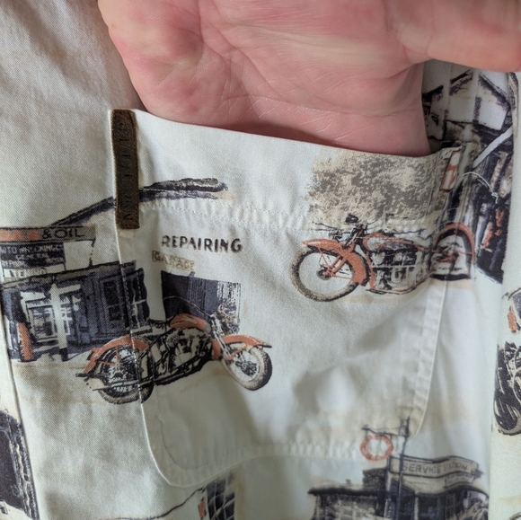 North River Men's Vintage Print Shirt XL - Cream - Picture 4 of 6